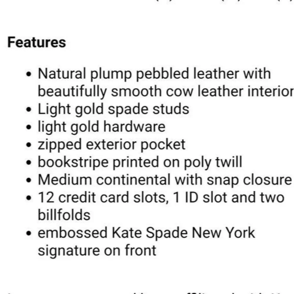 NWT Kate Spade Leather Carlin Street Studded/Embellished Stacy Wallet